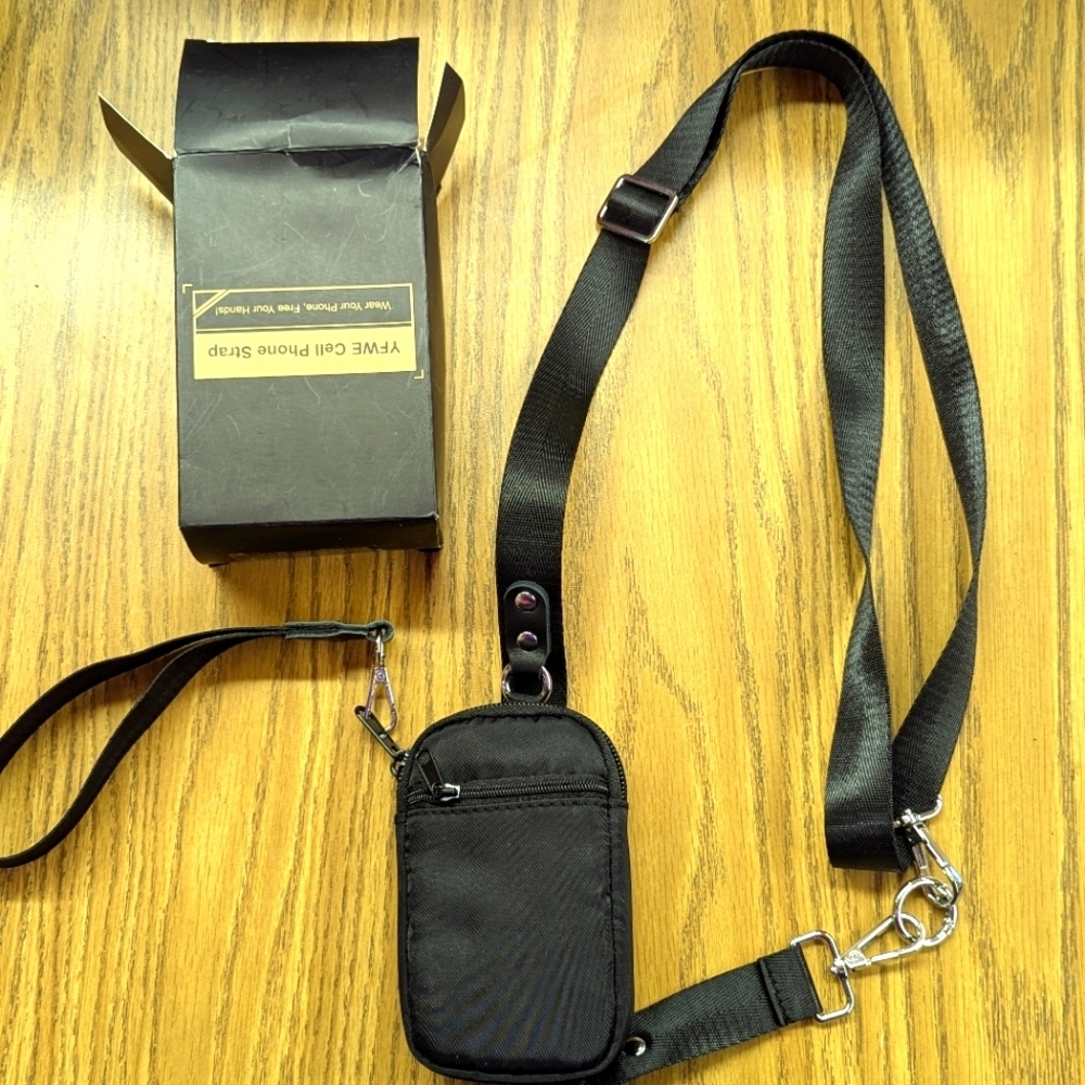 Black Cell Phone Strap Purse~New!